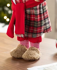 Glitzhome 18" Faux Fur Christmas Bathrobe Santa Figurine