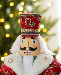 Glitzhome 20" Faux Fur Christmas Nutcracker Figurine