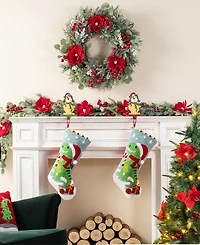 Glitzhome 21" Hooked Dinosaur Christmas Stocking