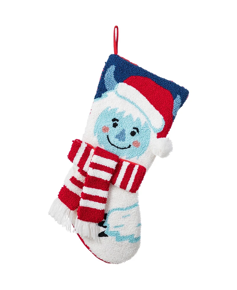 Glitzhome 21" Hooked Yeti Christmas Stocking