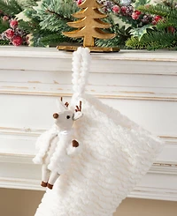 Glitzhome 21" Plush Christmas Stocking with Complimentary Reindeer Ornament