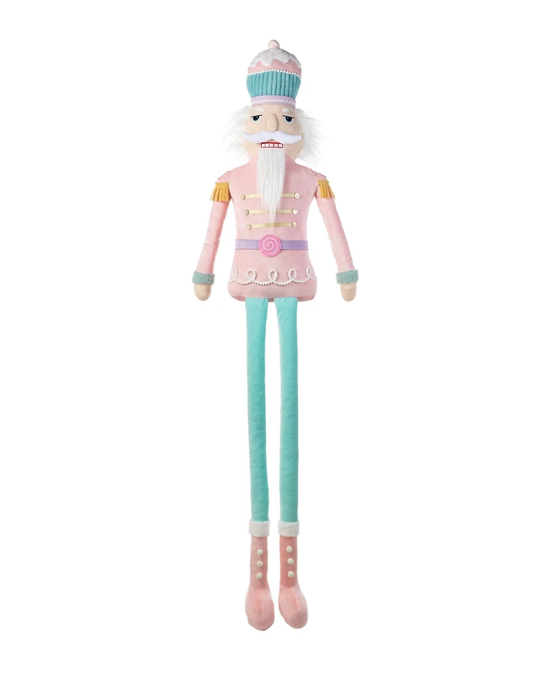 Glitzhome 60" Christmas Oversized Fabric Nutcracker with Dangle Legs