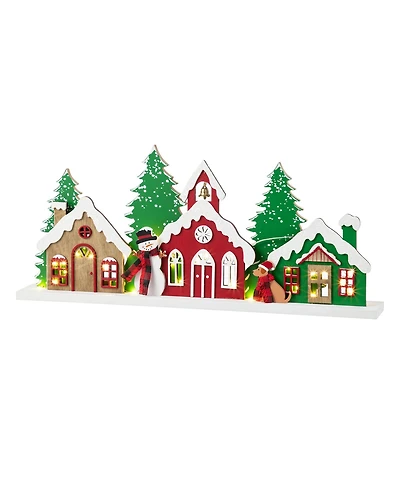 Glitzhome 20" Lighted Wooden Christmas Villages