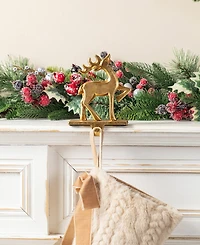 Glitzhome Christmas Resin Tree and Reindeer Stocking Holders, Set of 3