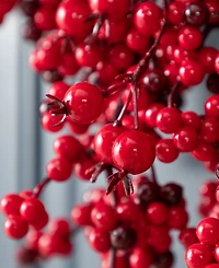 Glitzhome Christmas Red Berries Garland and Matched Wreaths, Set of 3
