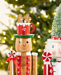 Glitzhome Wooden Christmas Green Brush Tree, Gingerbread Man and Elf Dog Nutcracker, Set of 3