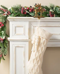 Glitzhome Knitted Christmas Stockings with Pompon Tassel, Set of 2