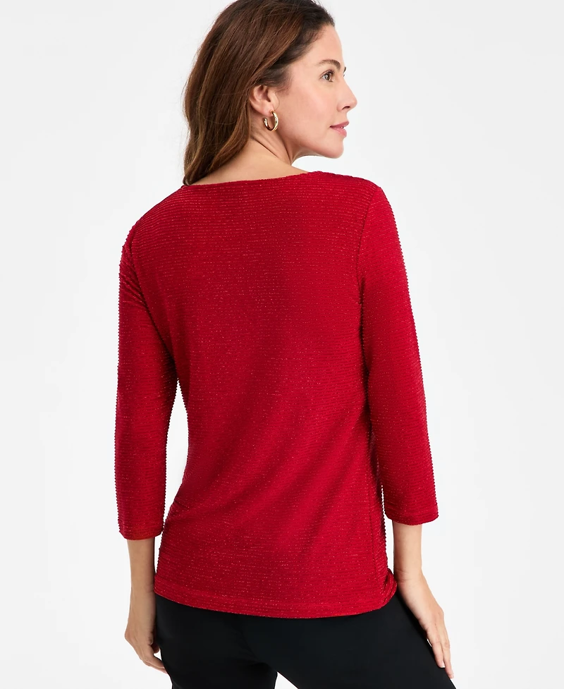 Jm Collection Women's Shine Striped Keyhole Top, Macy's Exclusive