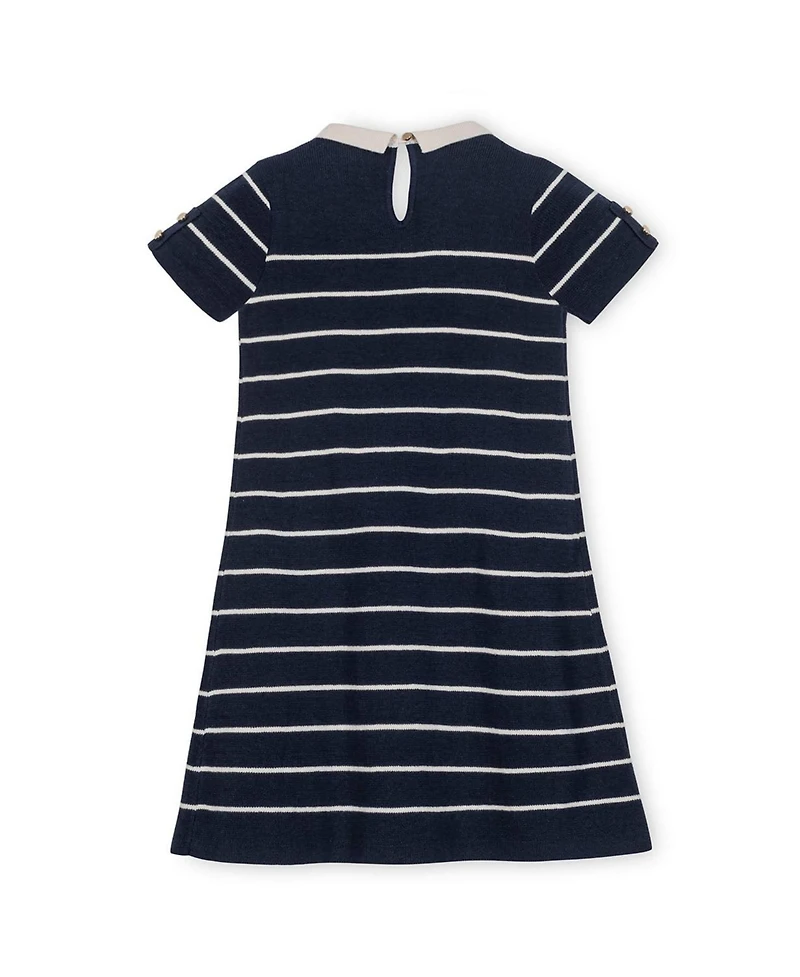 Hope & Henry Toddler Girls Organic Short Sleeve Milano Sweater Dress with Collar