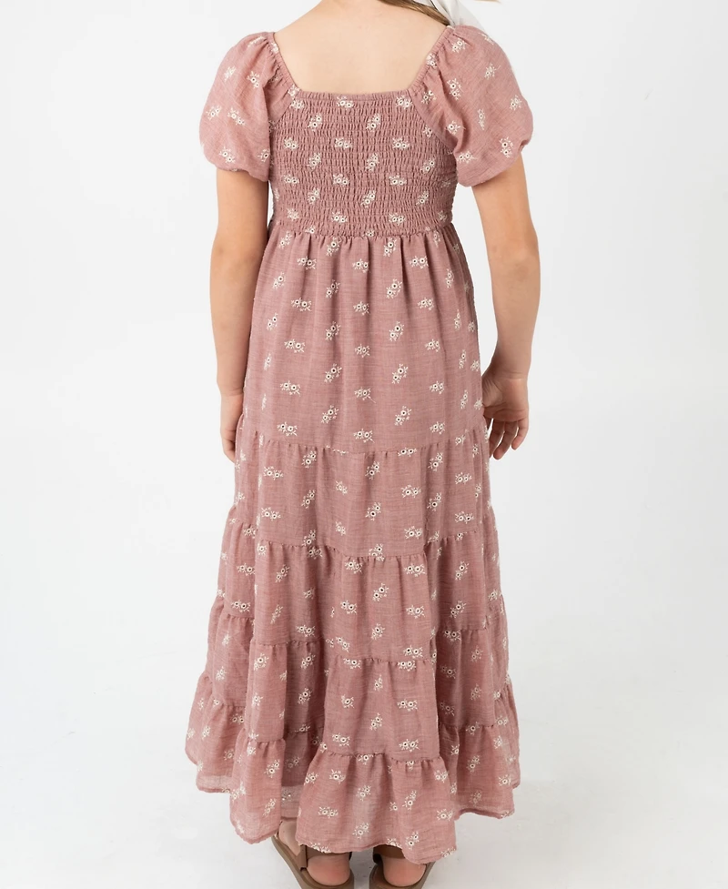 Rare Editions Big Girls Embroidered Linen Maxi Dress