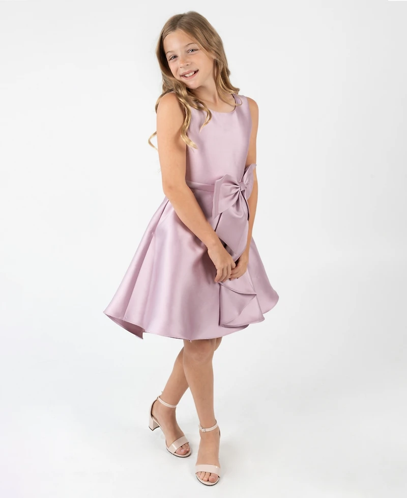 Rare Editions Big Girl Mikado Social Dress with Cascading Bow