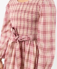 Rare Editions Big Girl Plaid Dress with Hair Accessory