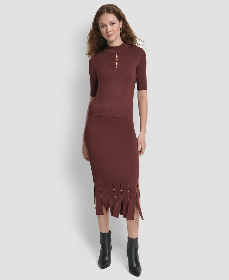 Dkny Women's Grommet Mock Neck Sweater