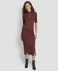 Dkny Women's Grommet Mock Neck Sweater