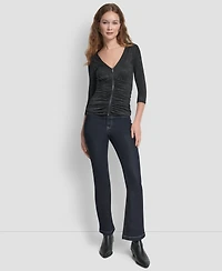 Dkny Women's 3/4-Sleeve V-Neck Top