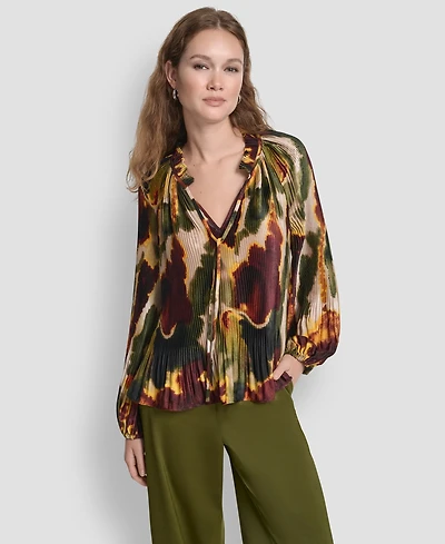 Dkny Women's Long Sleeves Pleated Top