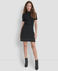 Dkny Women's Grommet Hem Detail Mini Skirt