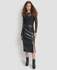 Dkny Women's Side Zip Pencil Midi Skirt