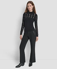 Dkny Women's Grommet Long Sleeves Sweater