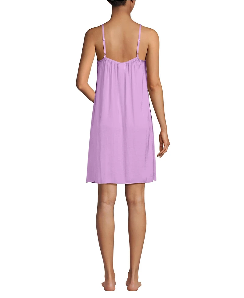 Lands' End Women's Matte Satin 2 Piece Pajama Set - Nightgown and Robe
