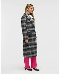 Nvlt Women's Brushed Plaid Wool Blend Boyfriend Coat