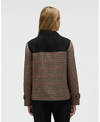 Nvlt Women's Houndstooth Contrast Faux Wool Pea Coat
