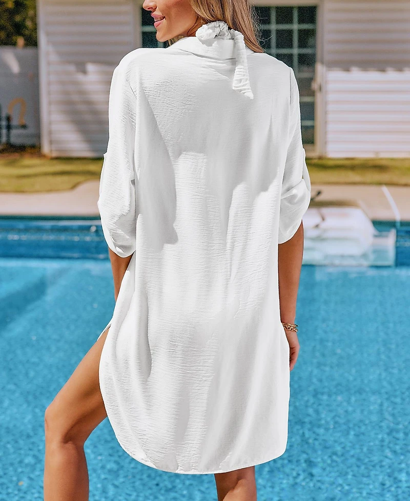 Cupshe Women's Throw It On White Cover-Up Mini Beach Dress
