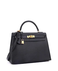 Pre-Owned Hermes Kelly 32 Handbag Black Epsom with Gold Hardware