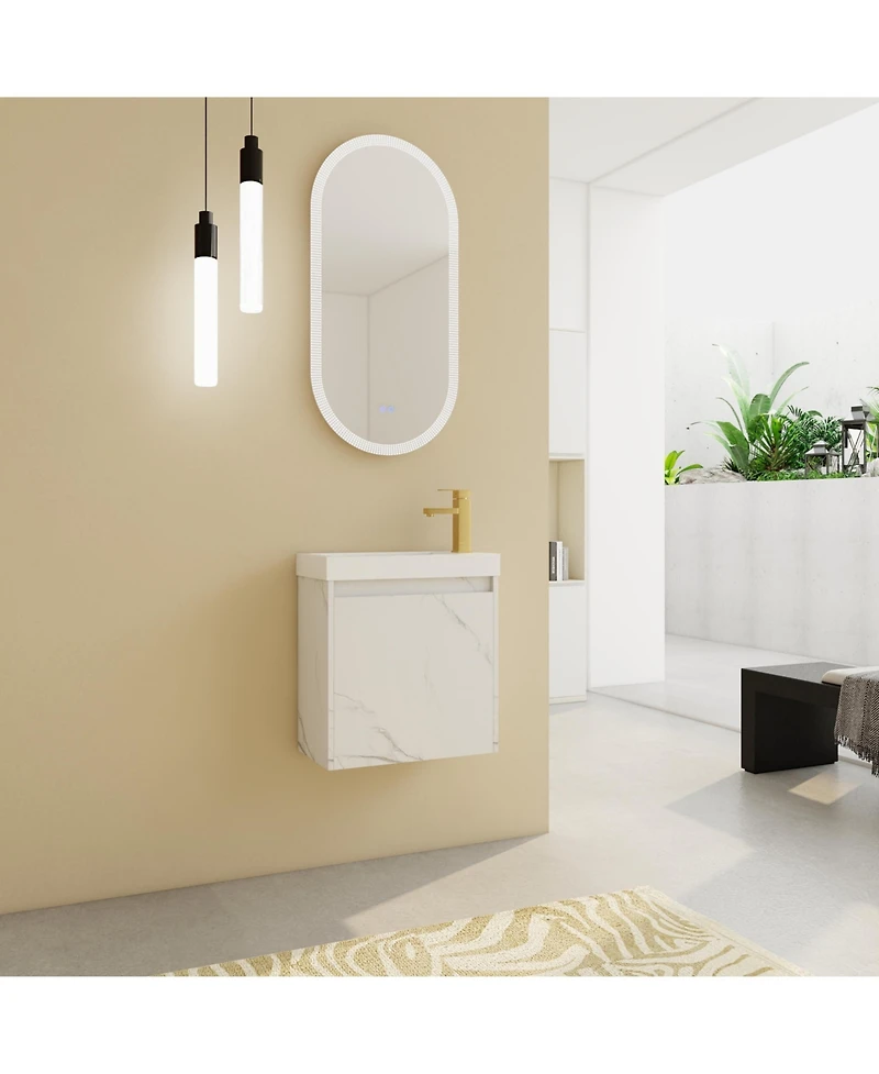 Casainc 20 Inch Floating Vanity with Resin Sink and Soft-Close Cabinet Door