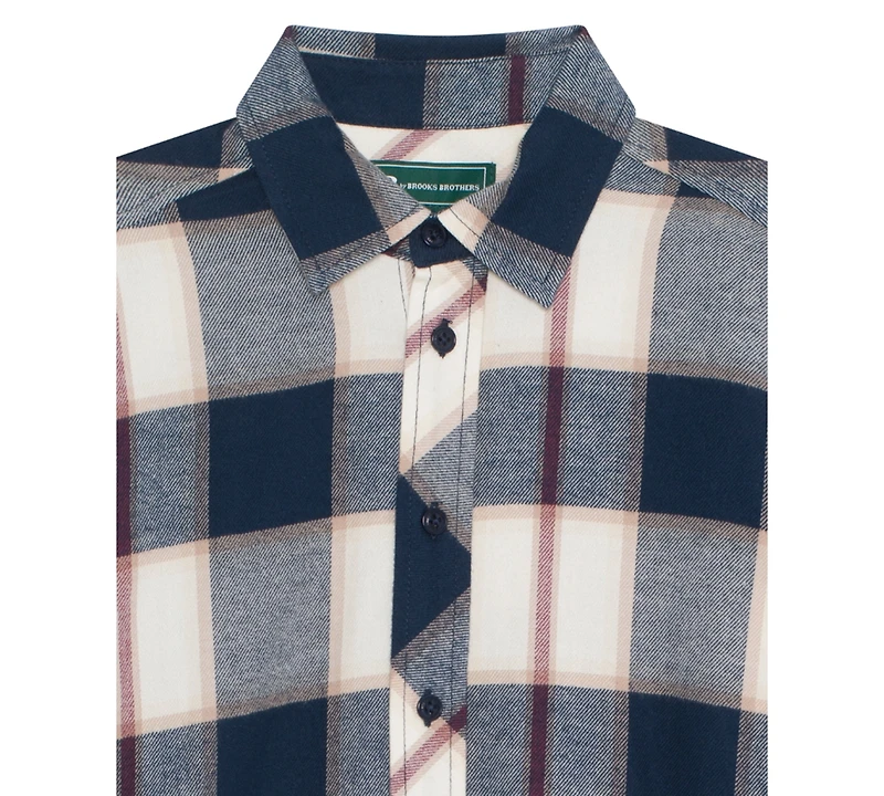 B By Brooks Brothers Big Boys Plaid Long-Sleeve Shirt