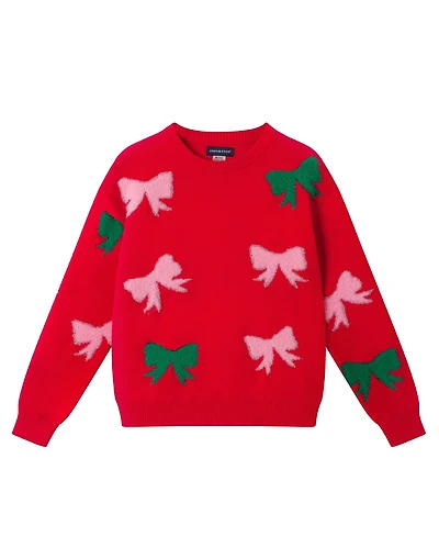 Andy & Evan Child Girls Holiday Bows Icon Sweater