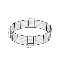 Aostirmotor 16 Black Panels 31.7 in H. Heavy Duty Metal Pet Exercise Pen with Door for Outdoor, Indoor