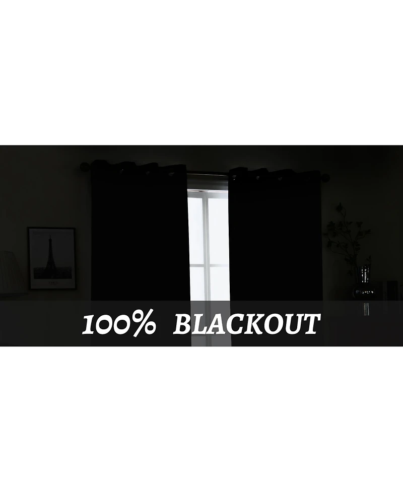 Awesome Home 100% Blackout Cotton Blend Thermal Grommet Curtains, 2 Panels