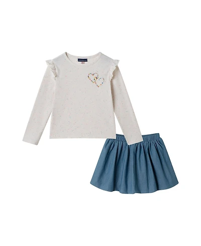 Andy & Evan Toddler/Child Girls Heart Tee Skirt Set
