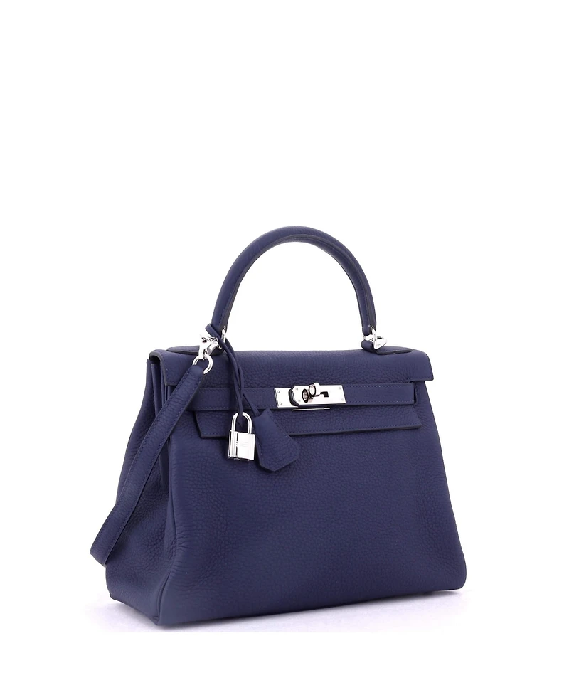 Pre-Owned Hermes Kelly 28 Handbag Clemence with Palladium Hardware