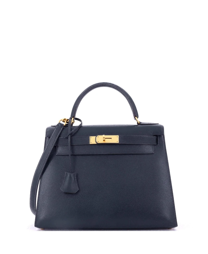 Pre-Owned Hermes Kelly Handbag Courchevel with Gold Hardware