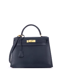 Pre-Owned Hermes Kelly Handbag Courchevel with Gold Hardware