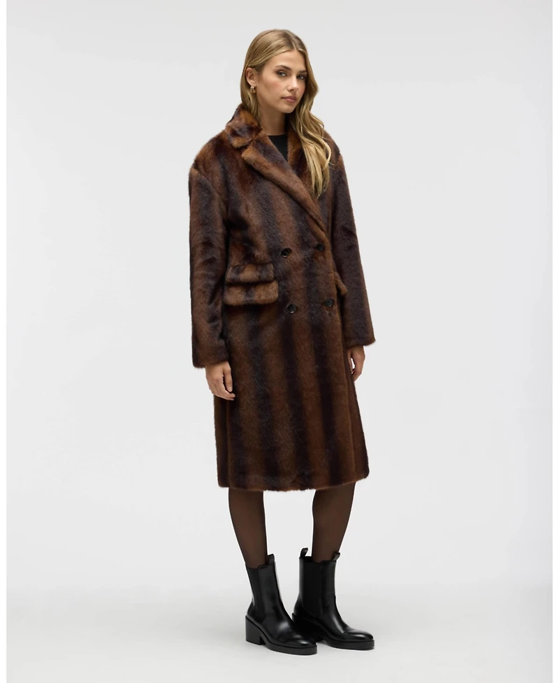 Nvlt Women's Military Mink Faux Fur Coat