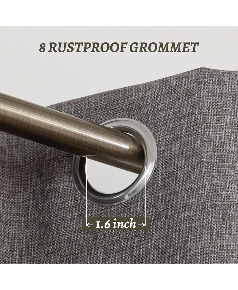 100% Blackout Linen Texture Curtains with Grommet Top, 2 Panels
