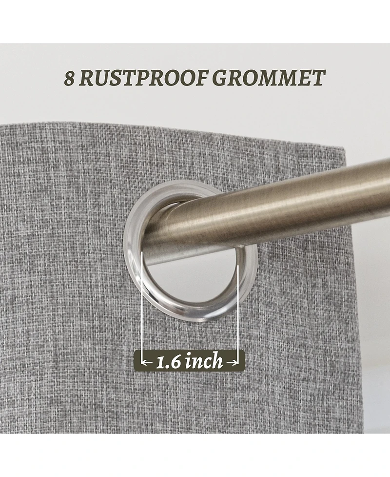 100% Blackout Linen Texture Curtains with Grommet Top, 2 Panels