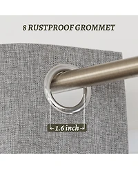 100% Blackout Linen Texture Curtains with Grommet Top, 2 Panels