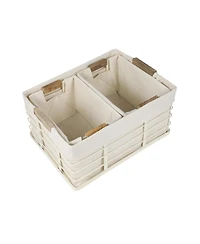 Happimess Callan Vintage Industrial Handmade Wire Metal Nesting Storage Baskets with Wood Handles and Fabric Liner, (Set of 3)