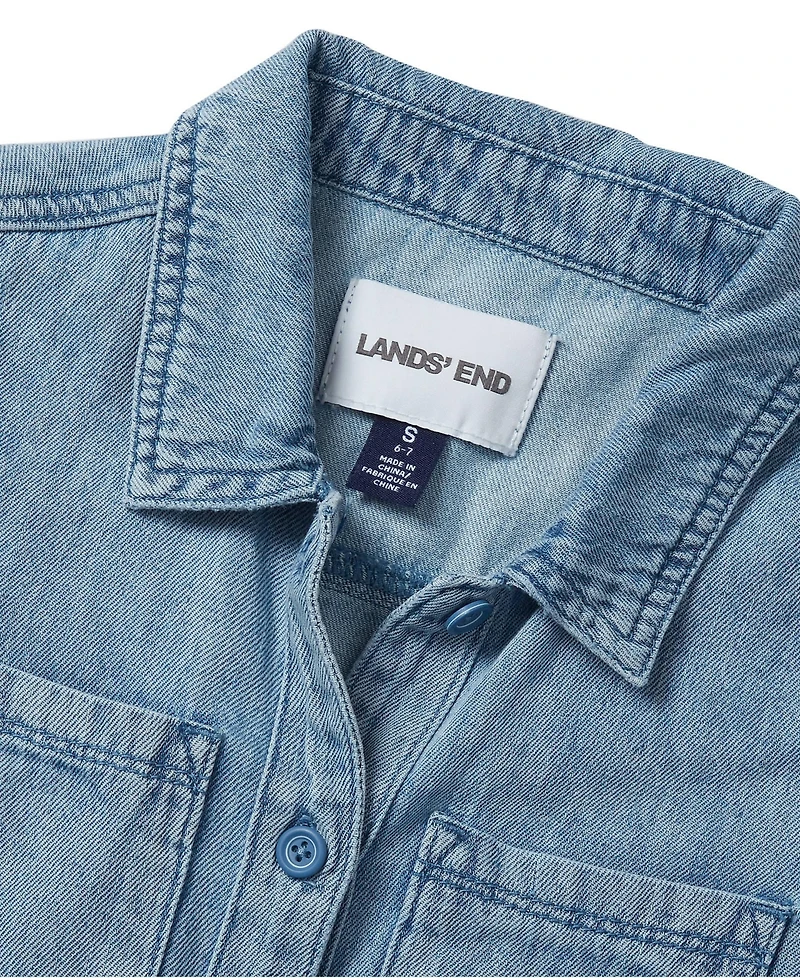 Lands' End Girls Lightweight Denim Jumpsuit