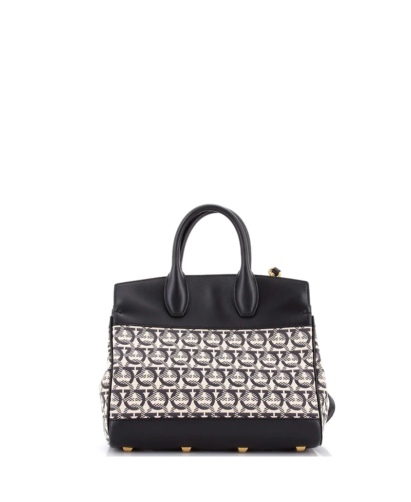 Pre-Owned Salvatore Ferragamo Small Studio Satchel Gancini Jacquard and Leather
