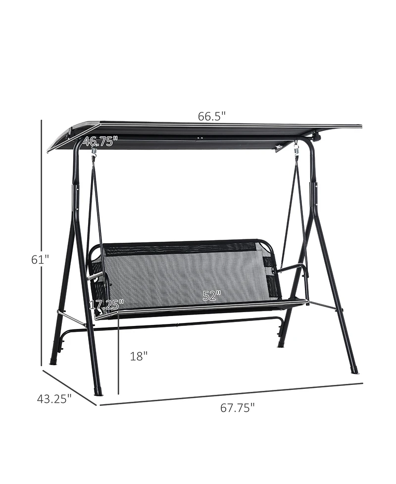 Flynama Outsunny 52 Inch 2 Person Canopy Swing Chair with Adjustable Shade