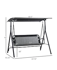 Flynama Outsunny 52 Inch 2 Person Canopy Swing Chair with Adjustable Shade