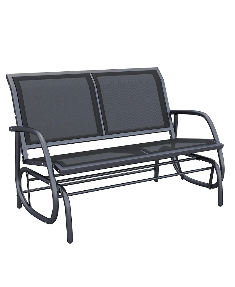 Flynama Outsunny 47 Inch Black 2 Person Outdoor Glider Bench with Steel Frame