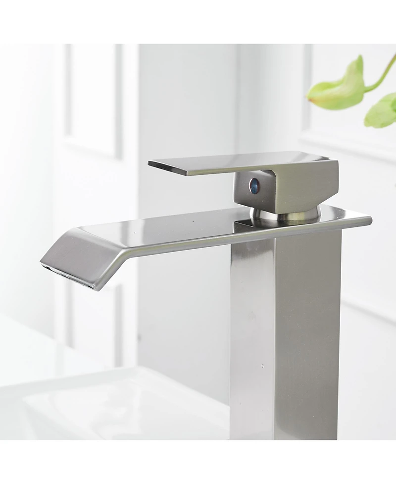 Greenspring Waterfall Single Hole Single-Handle Low-Arc Bathroom Faucet With Pop-up Drain Assembly in Brushed Nickel