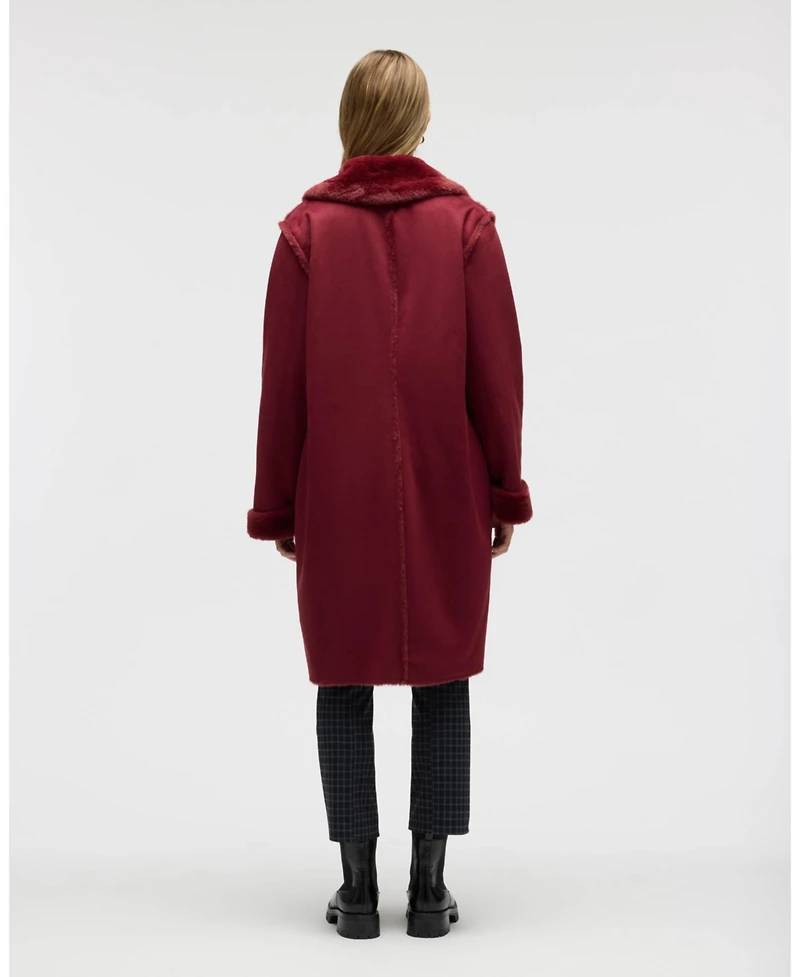 Nvlt Women's Longline Faux Shearling Coat