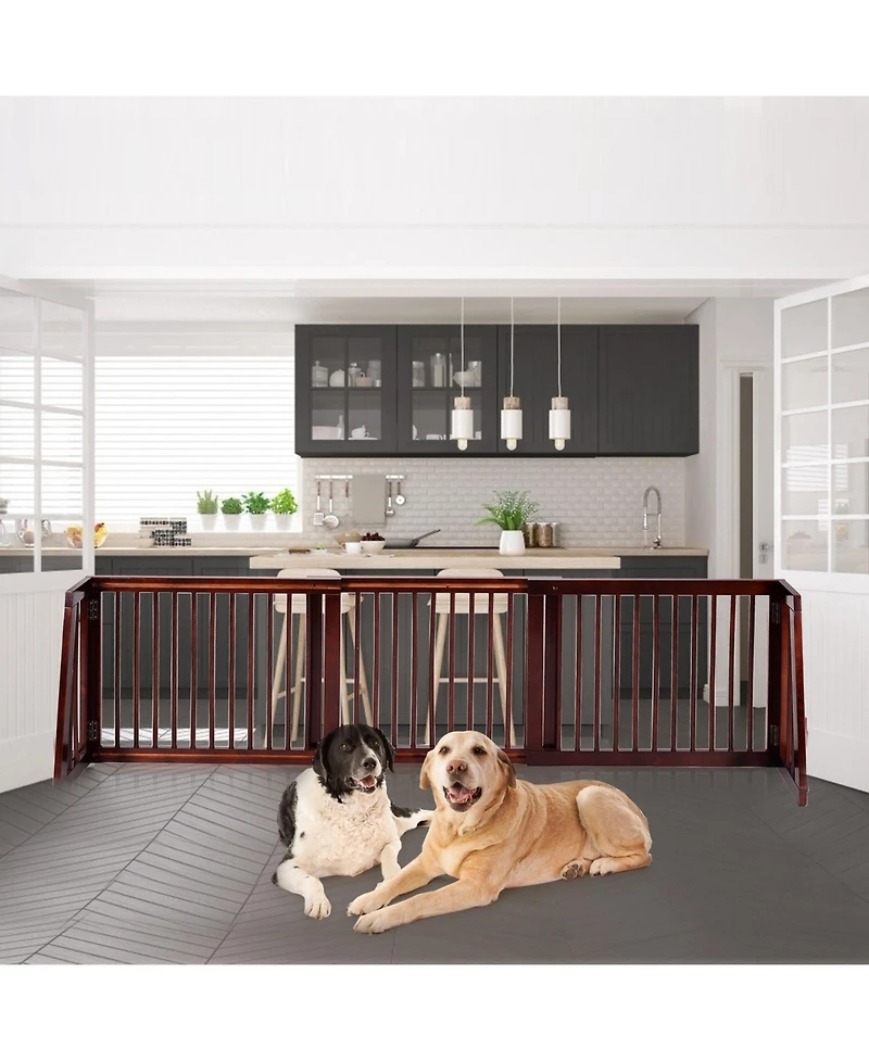 Akiudex Folding Adjustable Free Standing 3-Panel Wood Fence